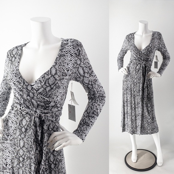 NWT GOOD AMERICAN Snake Print Wrap Dress C0191 & C0192 - Picture 2 of 15